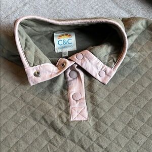 C&C California Quilted Jacket with Pink Collar